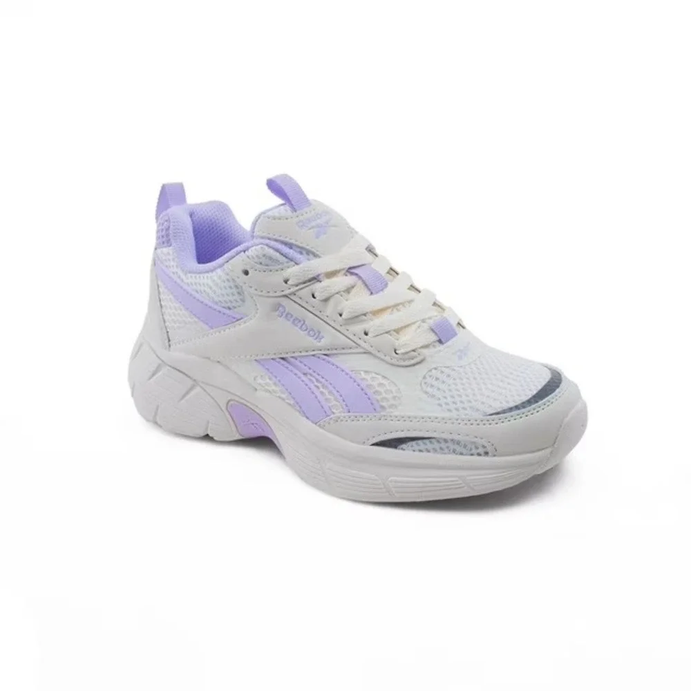 Reebok Girls Chaos Running Sneaker Size 11 Cream Purple Athletic Shoe